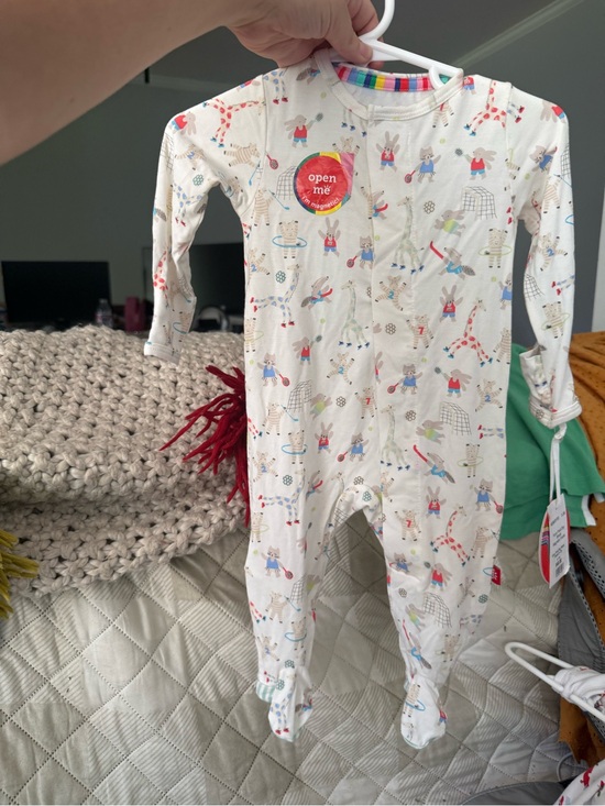 Magnetic Me Other - MagneticMe Cream Baby One-Piece with Colorful Animal Print